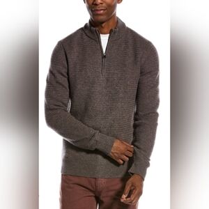 100% Merino Wool Billy Reid Brown Zip-Up Sweater